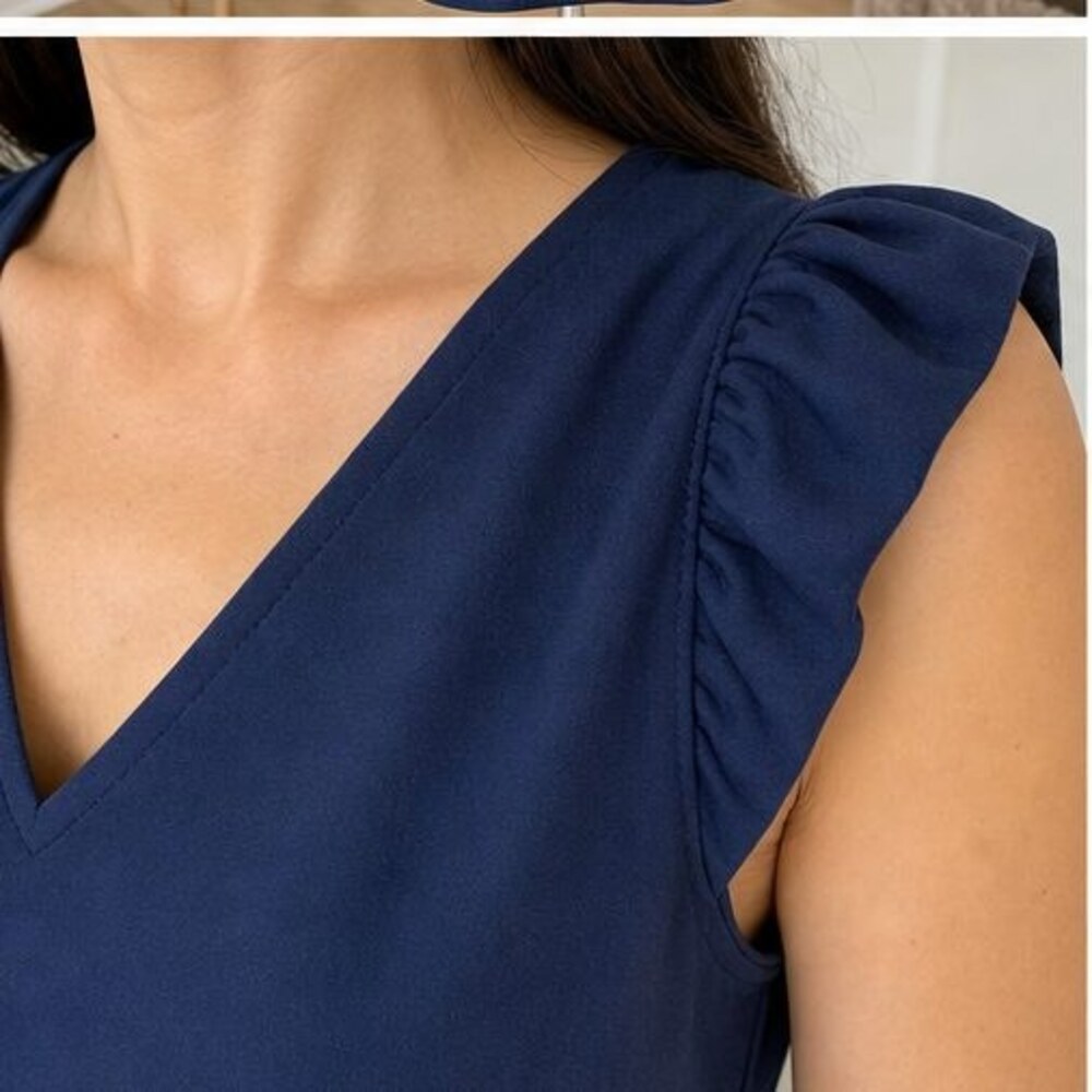 Navy Ruffle Blouse - Picture 4 of 6